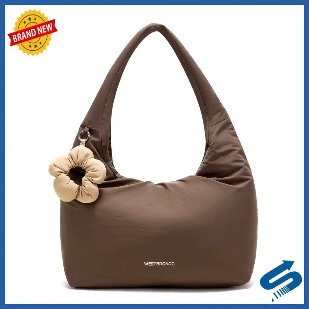 Medium Puffer Hobo Shoulder Bag for Women Work Travel Shopping